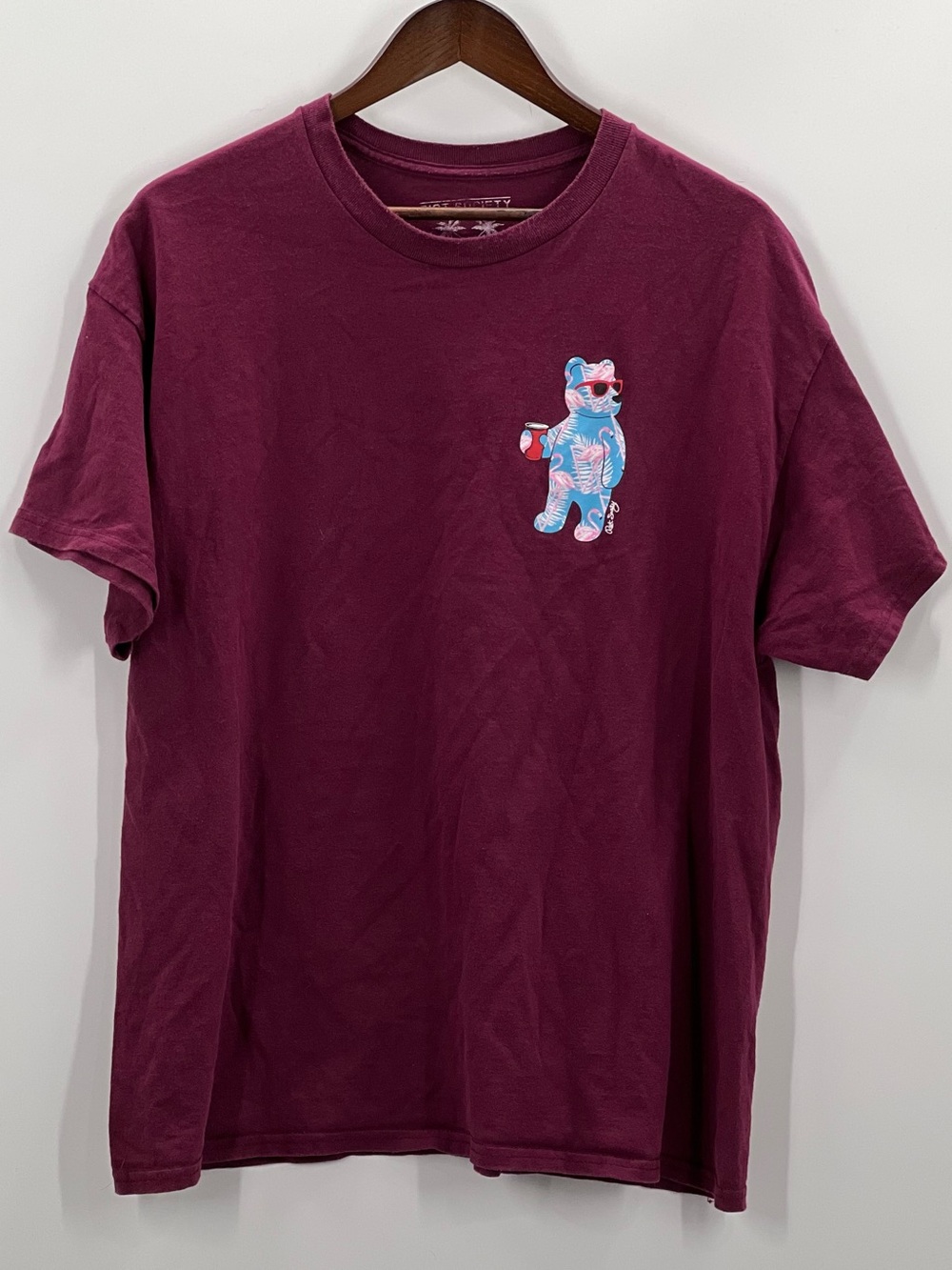 226 Riot Society Graphic Tee - Maroon Bear Design XL